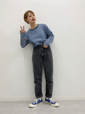 「Guess（ゲス）のアイテム」を使った、mahoさん（レディース・159cm）の秋コーディネート