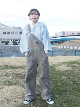 「kutir（クティール）のアイテム（オールインワン・サロペット）」を使った、mahoさん（レディース・159cm）の春コーディネート