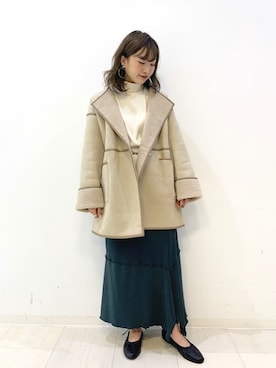 「Kastane（カスタネ）のアイテム（ムートンコート）」を使った、itabaさん（レディース・160cm）の冬コーディネート