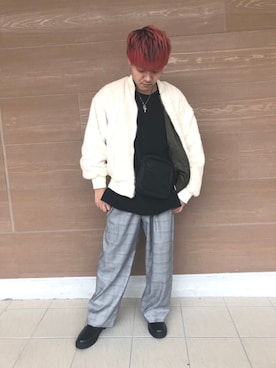 「アパレルスタッフ」｜「アイテム（MA-1）」を使った、ゆーじさん（メンズ・171cm）の冬コーディネート