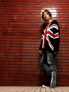 「GLAMB by glamb（グラムバイグラム）のアイテム（ニット/セーター）」を使った、チャムさん（メンズ・168cm）の冬コーディネート