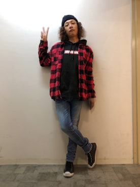 「HAMNETT（ハムネット）のアイテム（ニットキャップ/ビーニー）」を使った、チャムさん（メンズ・168cm）の秋コーディネート