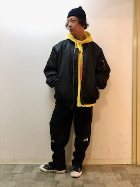 「HAMNETT（ハムネット）のアイテム（ニットキャップ/ビーニー）」を使った、チャムさん（メンズ・168cm）の秋コーディネート