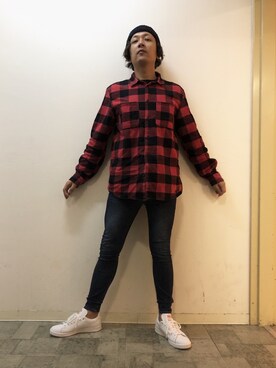 「HAMNETT（ハムネット）のアイテム（ニットキャップ/ビーニー）」を使った、チャムさん（メンズ・168cm）の冬コーディネート