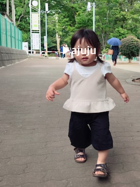 「petit main（プティマイン）のアイテム（キャミソール）」を使った、ajujuさん（キッズ・80cm）の夏コーディネート
