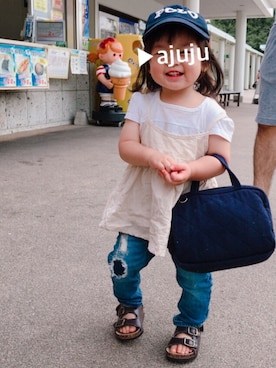 「Moujonjon（ムージョンジョン）のアイテム（キャミソール）」を使った、ajujuさん（キッズ・80cm）の夏コーディネート