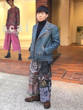 MIHARAYASUHIROのライダースジャケットを使った人気ファッション