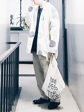 「TODAY'S SPECIAL（トゥデイズスペシャル）のアイテム（バッグ）」を使った、坂口 寿一朗さん（メンズ・171cm）の夏コーディネート