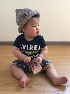 「StompStamp（ストンプスタンプ）のアイテム」を使った、akishiさん（キッズ・80cm）の夏コーディネート