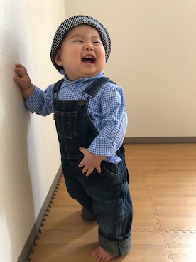「Levi's（リーバイス）のアイテム（サロペット/オーバーオール）」を使った、akishiさん（キッズ・80cm）の夏コーディネート