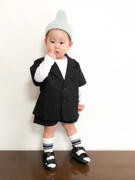 「90cm」｜「アイテム（その他）」を使った、akishiさん（キッズ・90cm）の春コーディネート