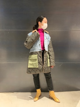 「DIESEL（ディーゼル）のアイテム（その他アウター）」を使った、Mamikoさん（レディース・155cm）の秋コーディネート