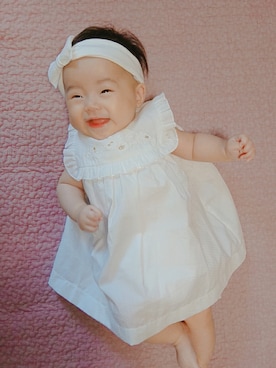 「PETIT BATEAU（プチバトー）のアイテム（チュニック）」を使った、Suuさん（キッズ・60cm）の夏コーディネート