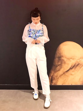 「blue」｜「アイテム（レッグウェア）」を使った、肥肉甜新🐷さん（レディース・155cm）の夏コーディネート