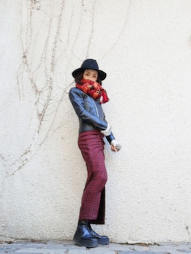 「green label relaxing（グリーンレーベルリラクシング）のアイテム（ライダースジャケット）」を使った、naturalcolorさん（レディース・151cm）の冬コーディネート