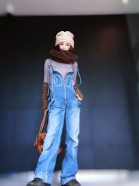 「チョコ色に染まれ」｜「アイテム（サロペット/オーバーオール）」を使った、naturalcolorさん（レディース・151cm）の冬コーディネート