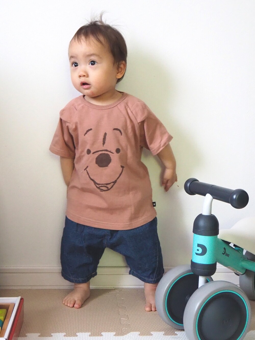 「キッズファッション」｜「Birthdayのアイテム（Tシャツ/カットソー、ブラウン系）」を使った、いっちところさん（キッズ・80cm）の夏コーディネートの1枚目の写真