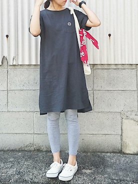 「バンダナ」｜「アイテム（チュニック）」を使った、meikoさん（レディース・160cm）の夏コーディネート