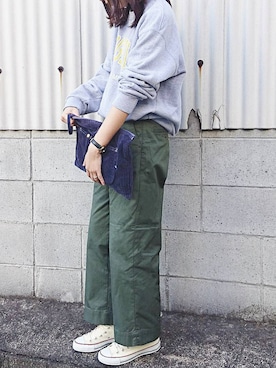 「Lee（リー）のアイテム（クラッチバッグ）」を使った、meikoさん（レディース・160cm）の秋コーディネート