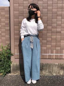 「ワッフル」｜「アイテム（アナログ腕時計）」を使った、monさん（レディース・148cm）の夏コーディネート