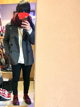 「GAP（ギャップ）のアイテム（ピーコート）」を使った、やすけさん（メンズ・160cm）の冬コーディネート