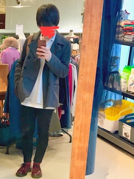 「GAP（ギャップ）のアイテム（ピーコート）」を使った、やすけさん（メンズ・160cm）の冬コーディネート