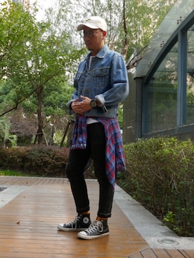 「TOPMAN（トップマン）のアイテム（キャップ）」を使った、ジェイミーさん（メンズ・173cm）の秋コーディネート