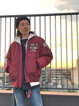 「ストリートファッション」｜「アイテム（MA-1）」を使った、mr.sakuraiさん（メンズ・169cm）の秋コーディネート