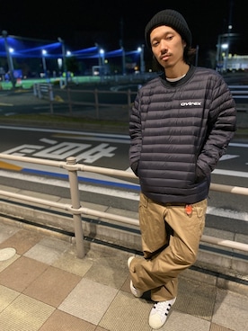 「AVIREX（アヴィレックス）のアイテム（ダウンジャケット/コート）」を使った、mr.sakuraiさん（メンズ・169cm）の秋コーディネート