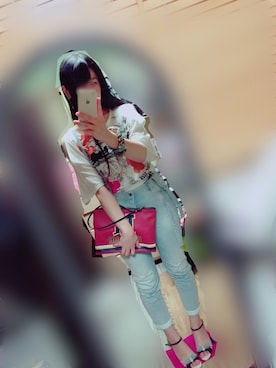 「HYSTERIC GLAMOUR（ヒステリックグラマー）のアイテム（シュシュ）」を使った、asaさん（レディース・158cm）の夏コーディネート