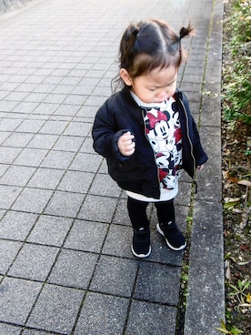 「NIKE（ナイキ）のアイテム（スニーカー、ブラック系）」を使った、Aさん（キッズ）の冬コーディネート