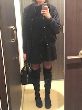 「G.V.G.V.（ジーヴィージーヴィー）のアイテム（スタジャン）」を使った、maimieさん（レディース・159cm）の冬コーディネート