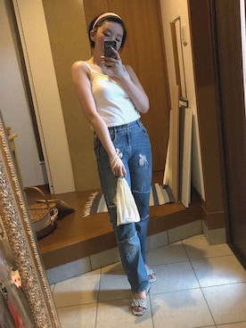 「PETIT BATEAU（プチバトー）のアイテム（キャミソール）」を使った、maimieさん（レディース・159cm）の夏コーディネート