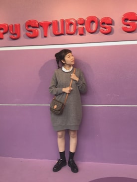 「スウェットワンピース」｜「アイテム（その他シューズ）」を使った、いなぎさん（レディース・157cm）の秋コーディネート