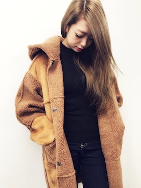 「アイテム（ムートンコート）」を使った、SPIGA OFFICIALさん（レディース・160cm）の秋コーディネート