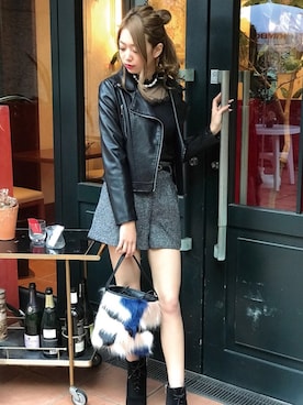 「アイテム（ライダースジャケット）」を使った、SPIGA OFFICIALさん（レディース・162cm）の秋コーディネート