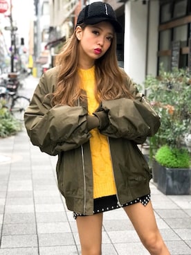 「レザースカート」｜「アイテム（MA-1）」を使った、SPIGA OFFICIALさん（レディース・160cm）の冬コーディネート