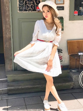 「アイテム（チューブトップ）」を使った、SPIGA OFFICIALさん（レディース・160cm）の夏コーディネート