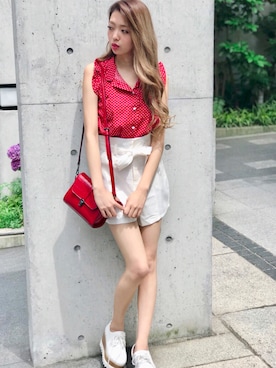 「アイテム（タンクトップ、レッド系）」を使った、SPIGA OFFICIALさん（レディース・160cm）の夏コーディネート