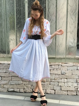 「メッシュベルト」｜「アイテム（ワンピース/ドレス）」を使った、SPIGA OFFICIALさん（レディース・160cm）の夏コーディネート