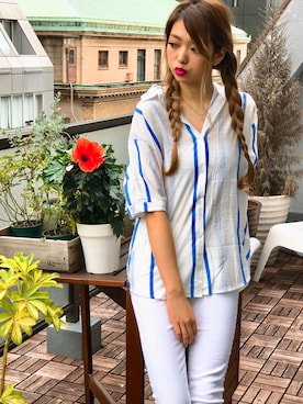「えり抜きシャツ」｜SPIGA OFFICIALさん（レディース・160cm）の夏コーディネート