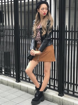 「カジュアルガーリー」｜「アイテム（ライダースジャケット）」を使った、SPIGA OFFICIALさん（レディース・160cm）の秋コーディネート