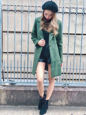 「ハイネックニット」｜「アイテム（チェスターコート）」を使った、SPIGA OFFICIALさん（レディース・160cm）の秋コーディネート