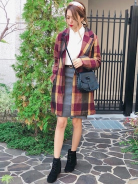 「アイテム（ダウンジャケット/コート、レッド系）」を使った、SPIGA OFFICIALさん（レディース・160cm）の冬コーディネート