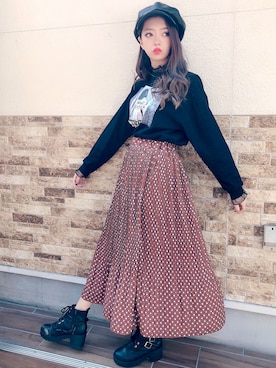 「アイテム（キャスケット）」を使った、SPIGA OFFICIALさん（レディース・162cm）の春コーディネート