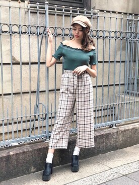 「アイテム（キャスケット）」を使った、SPIGA OFFICIALさん（レディース・162cm）の春コーディネート