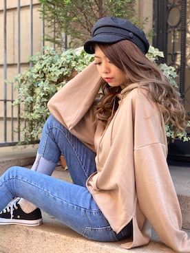 「アイテム（キャスケット）」を使った、SPIGA OFFICIALさん（レディース・162cm）の春コーディネート