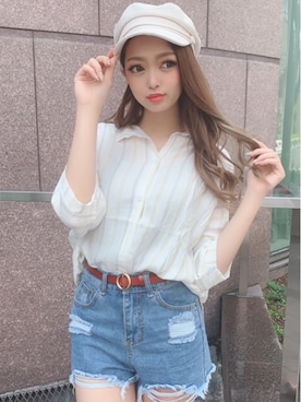 「アイテム（キャスケット）」を使った、SPIGA OFFICIALさん（レディース・162cm）の春コーディネート