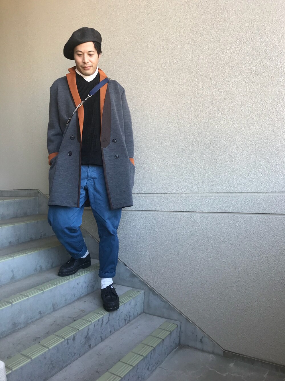 「カジュアル、大人カジュアル、おしゃれさんと繋がりたい、シンプルコーデ、ootd、kolor、kolor / BEACON、LOEWE、Paraboot」｜「kolorのkolorコート2015AW（ダウンジャケット/コート、グレー系）」を使った、マーチンさん（メンズ・170cm）の冬コーディネートの1枚目の写真