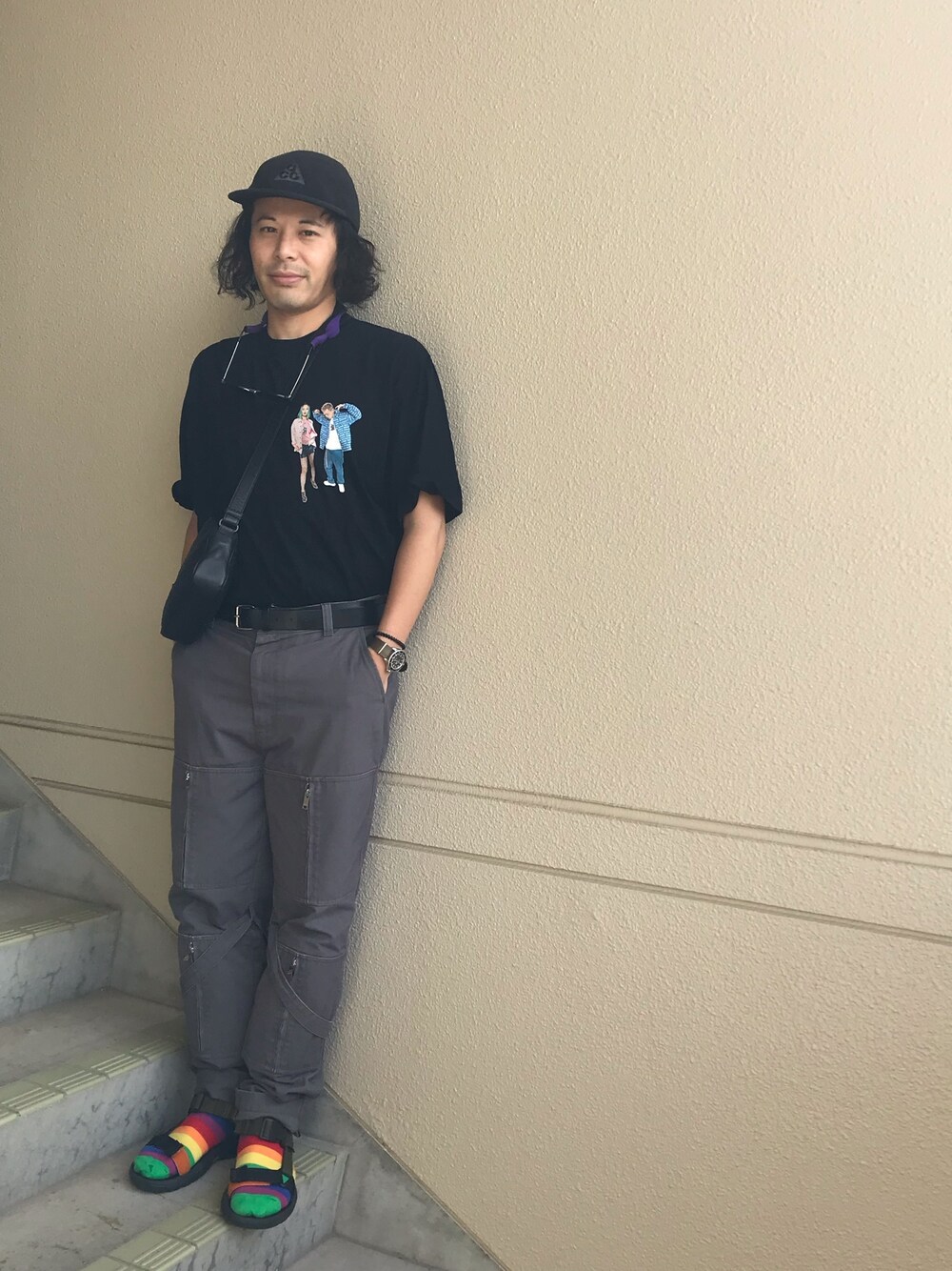 「休日スタイル、シンプルコーデ、おしゃれさんと繋がりたい、夏コーデ、今日のコーデ、オトナカジュアル、低身長、BOTTEGA VENETA、AMBUSH、black eye patch」｜「BOTTEGA VENETAのBOTTEGA VENETA（ショルダーバッグ、ブラック系）」を使った、マーチンさん（メンズ・172cm）の春コーディネートの1枚目の写真
